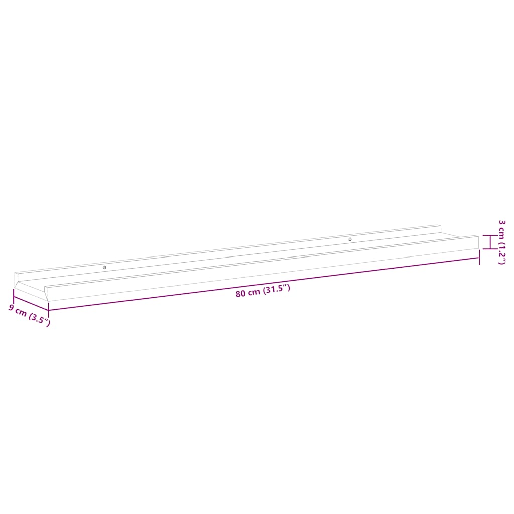 Bilderleisten 2 Stk. Weiß 80x9x3 cm MDF