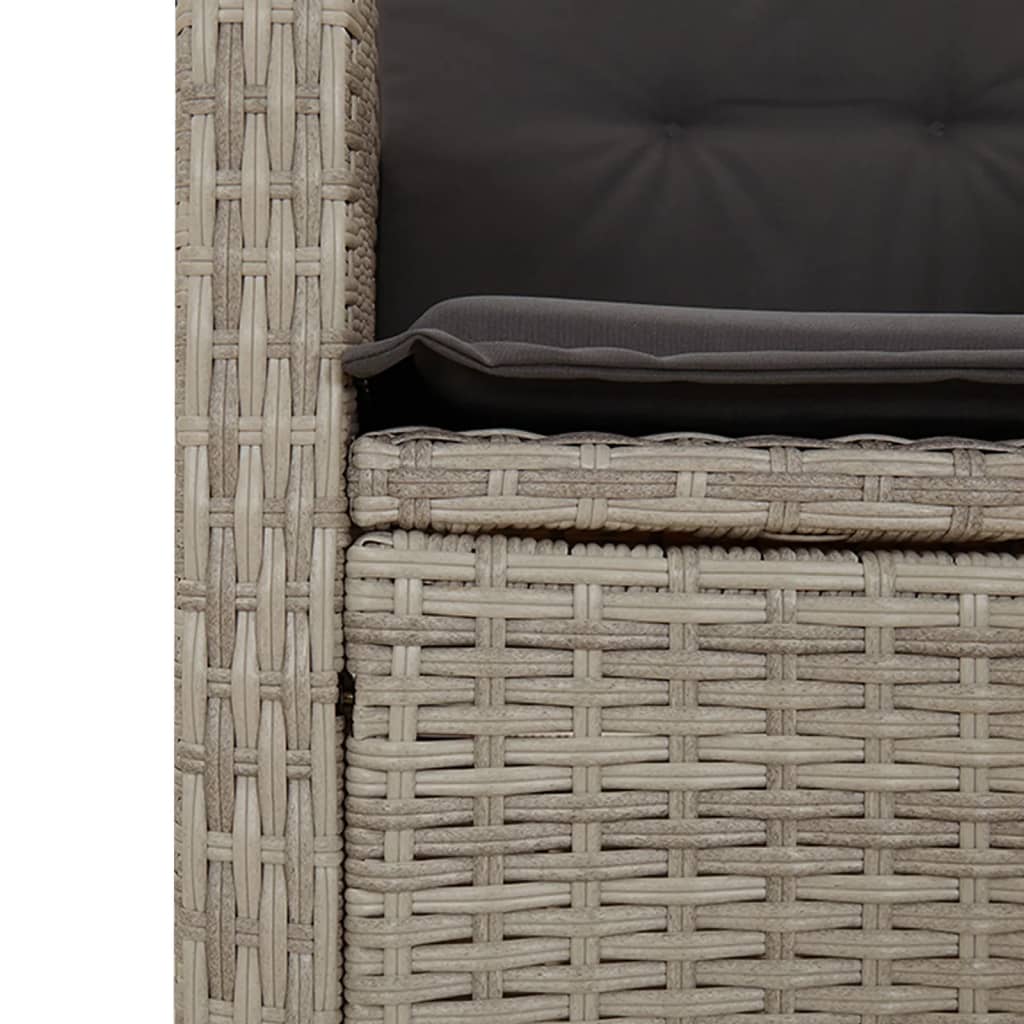 Gartensessel Verstellbar mit Kissen Schwarz Poly Rattan