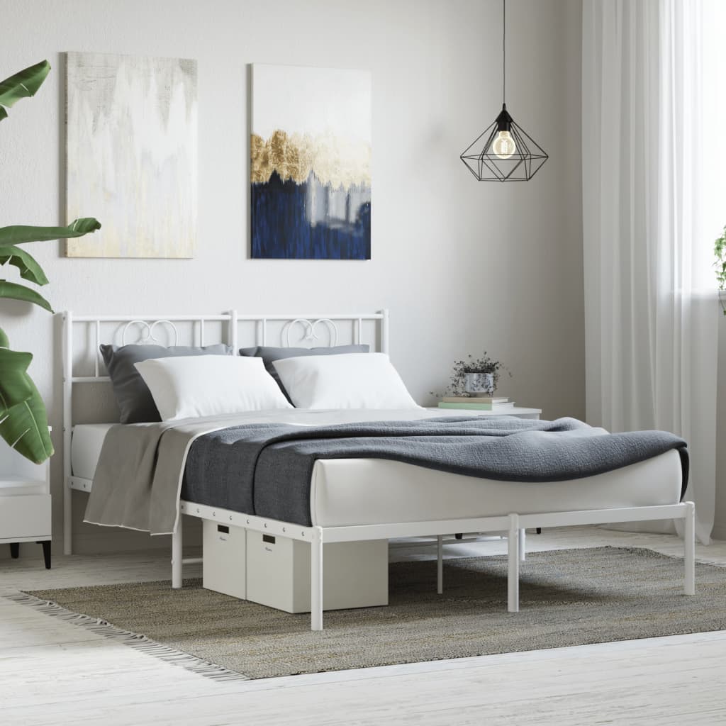 Bettgestell mit Kopfteil Metall Schwarz 100x190 cm