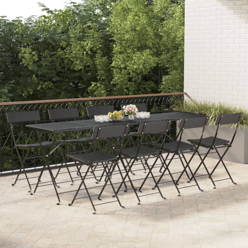 Bistrostühle 4 Stk. Klappbar Schwarz Poly Rattan und Stahl