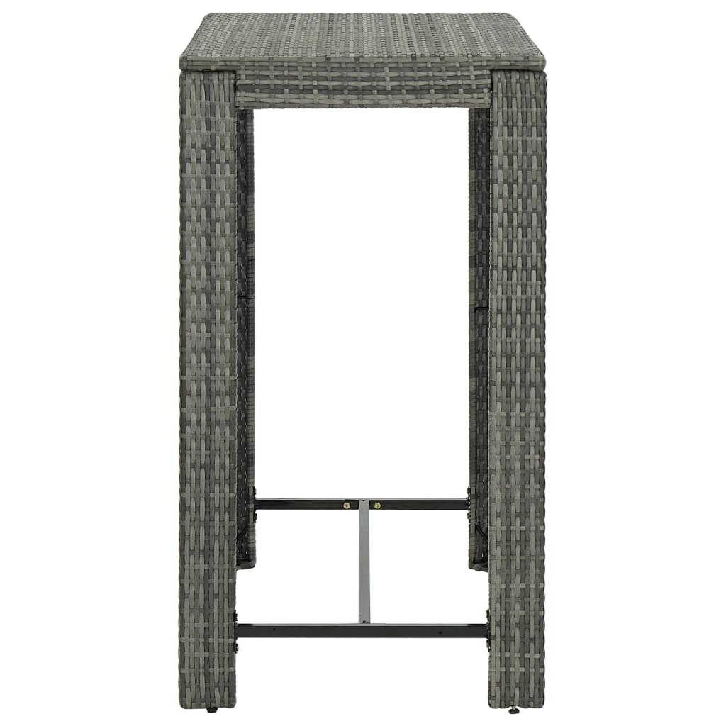 Garten-Bartisch Grau 60,5x60,5x110,5 cm Poly Rattan