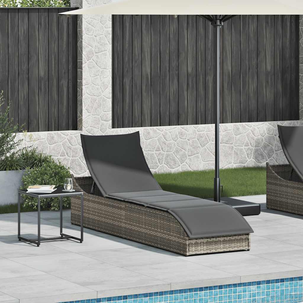 Klappliege mit Auflage und Stauraum Schwarz Poly-Rattan