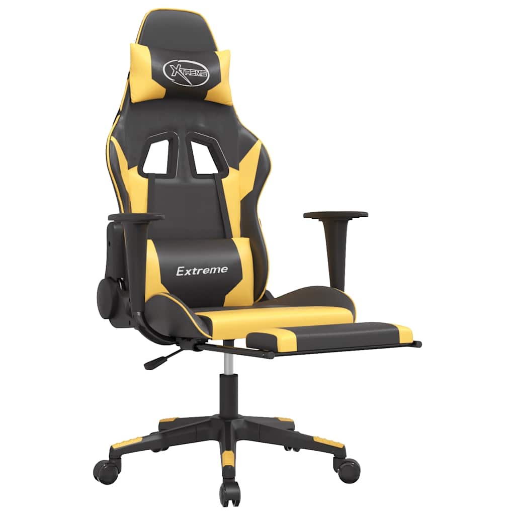 Gaming-Stuhl mit Massagefunktion Schwarz und Blau Kunstleder
