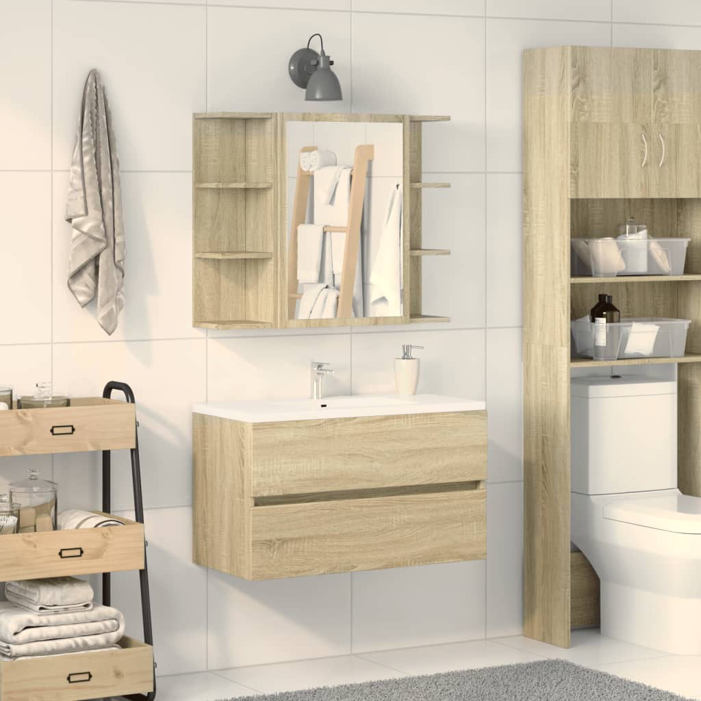 Bad-Spiegelschrank Weiß 80x20,5x64 cm Holzwerkstoff