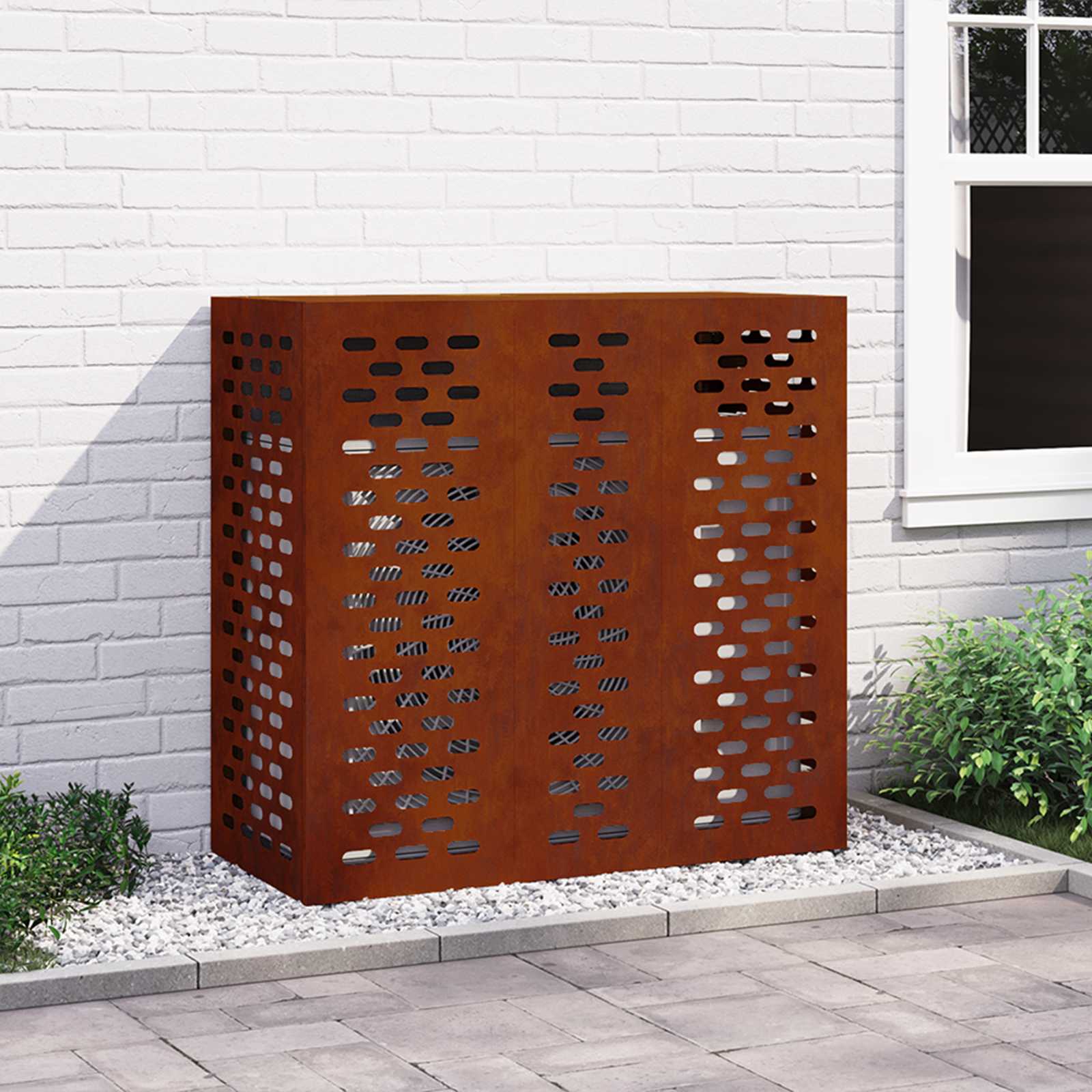 Klimaanlagenabdeckung Schwarz 90 x 40 x 60 cm Stahl