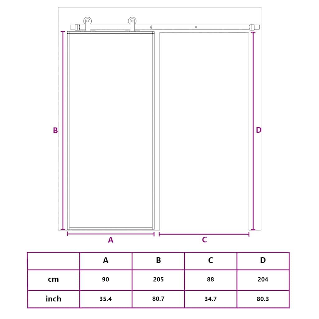 Schiebetür ESG-Glas und Aluminium 76x205 cm Schwarz