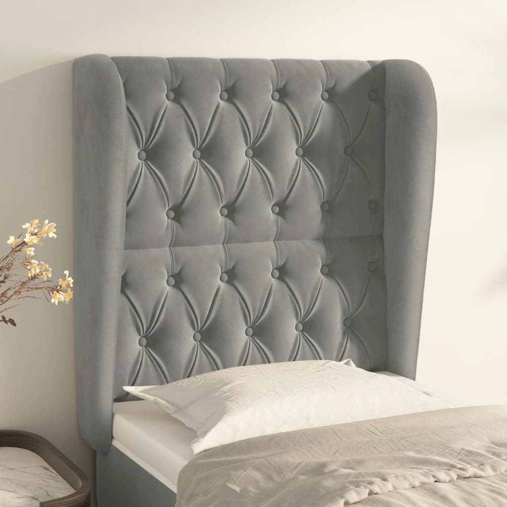 Kopfteil mit Ohren Dunkelblau 93x23x78/88 cm Samt