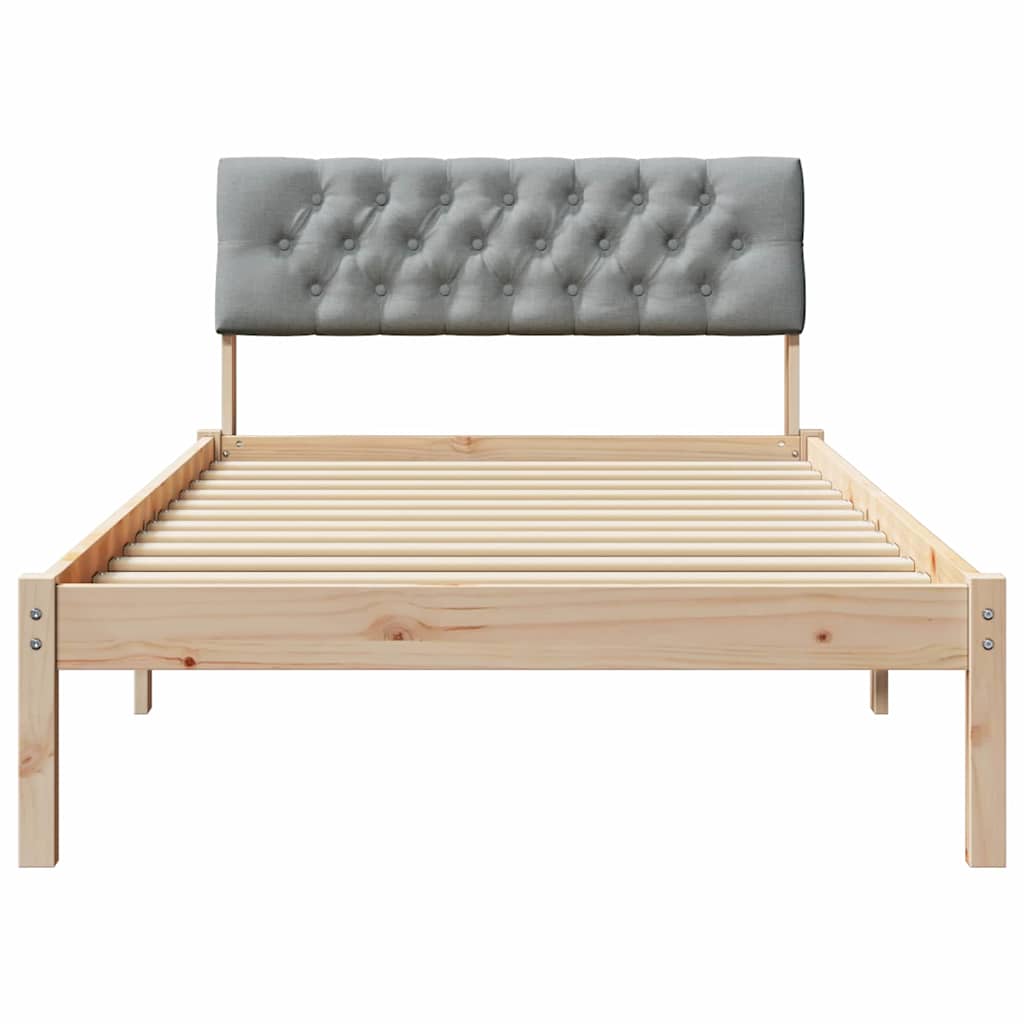 Bettgestell Braun und hellgrau 200 x 200 cm Massivholz Kiefer