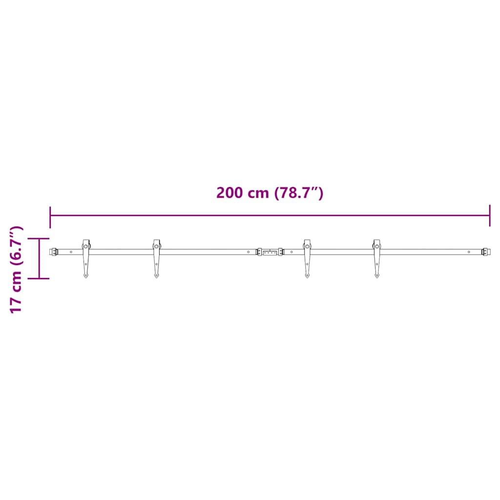 Mini Schiebetürbeschlag Set für Schranktüren 122 cm Carbonstahl