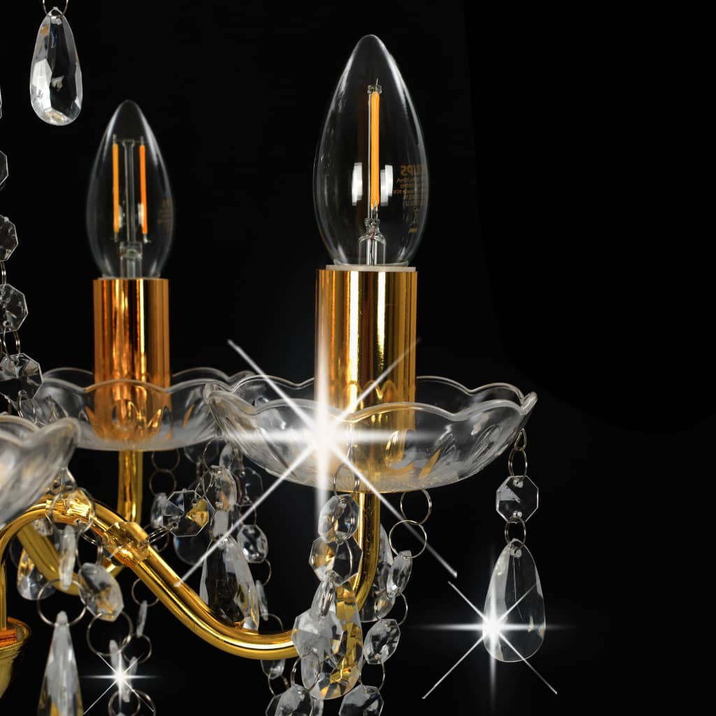 Kronleuchter mit Kristallperlen Silbern Rund 5 x E14