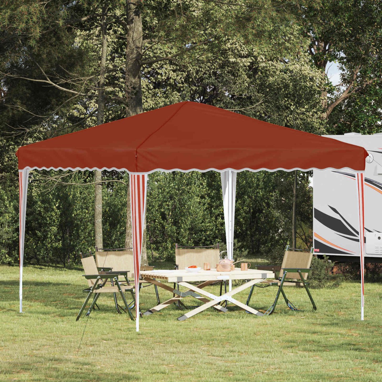 Pop-up Partyzelt 288 x 288 x 245 cm Creme Oxford-Stoff