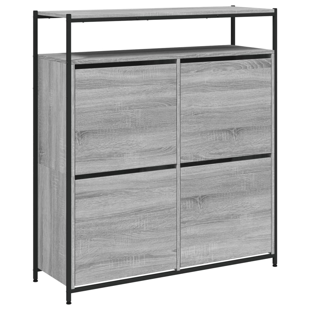 Schuhschrank mit 4 Klappen Sonoma-Eiche 100x34x112 cm