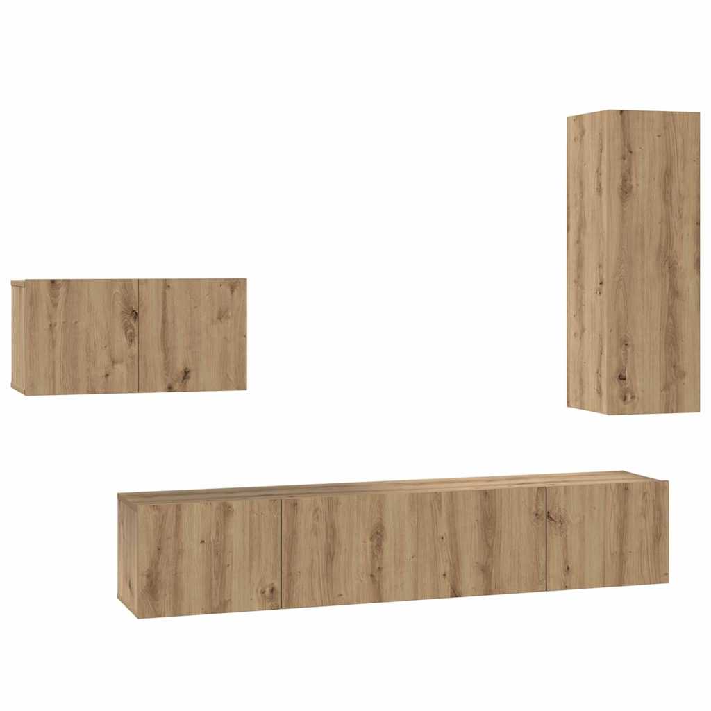 4-tlg. TV-Schrank-Set Weiß Holzwerkstoff