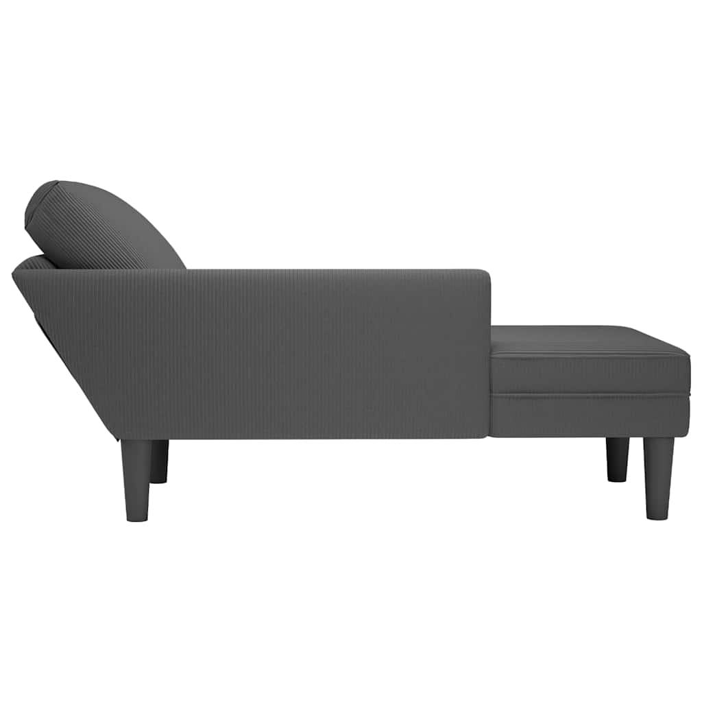 Chaiselongue mit Kissen Hellgrau Cordstoff