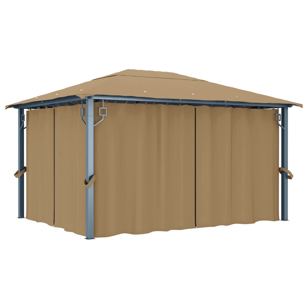 Pavillon mit Vorhang 300x300 cm Taupe Aluminium
