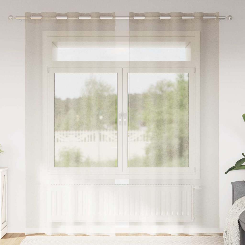 Voile-Vorhang mit Vorhängen 2 pcs Weiß 140 x 140 cm Polyester