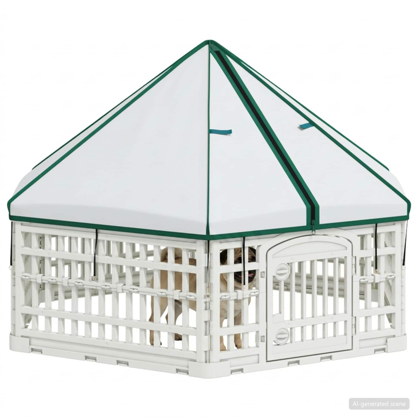 6-Panel-Hundespielplatz 122 x 106,5 x 40 cm Kunststoff Weiß