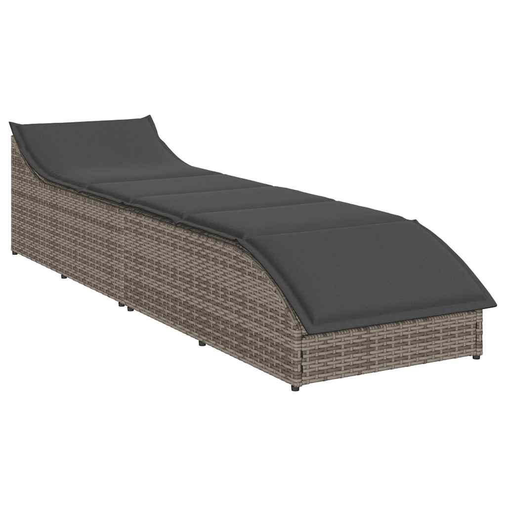 Klappliege mit Auflage und Stauraum Schwarz Poly-Rattan