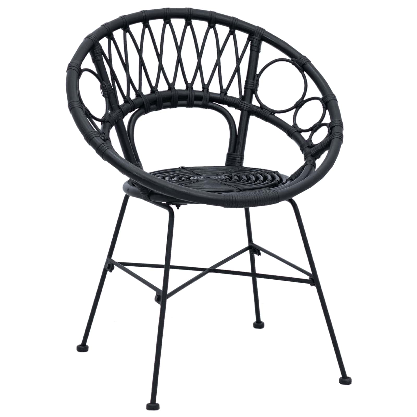 Esszimmerstuhl 2 pcs Rattan und Eisen Natur 54 x 65 x 82 cm