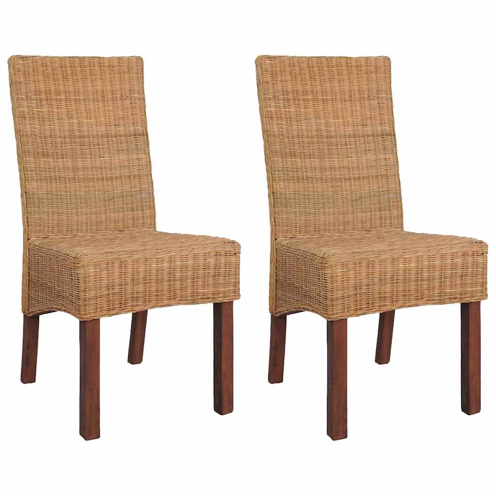 Esszimmerstühle 2 Stk. Braun Natürliches Rattan