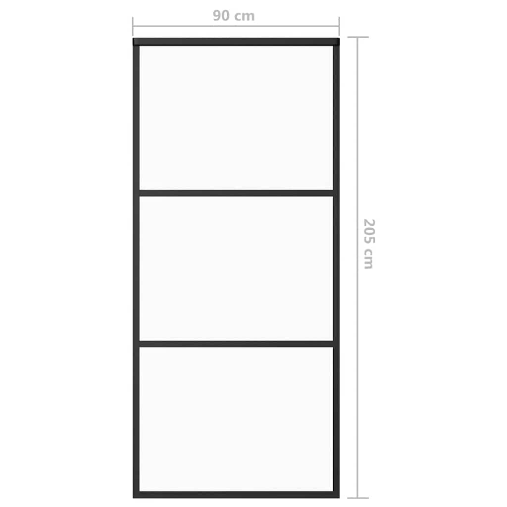 Schiebetür 3-teilig ESG-Glas und Aluminium 76x205 cm Schwarz
