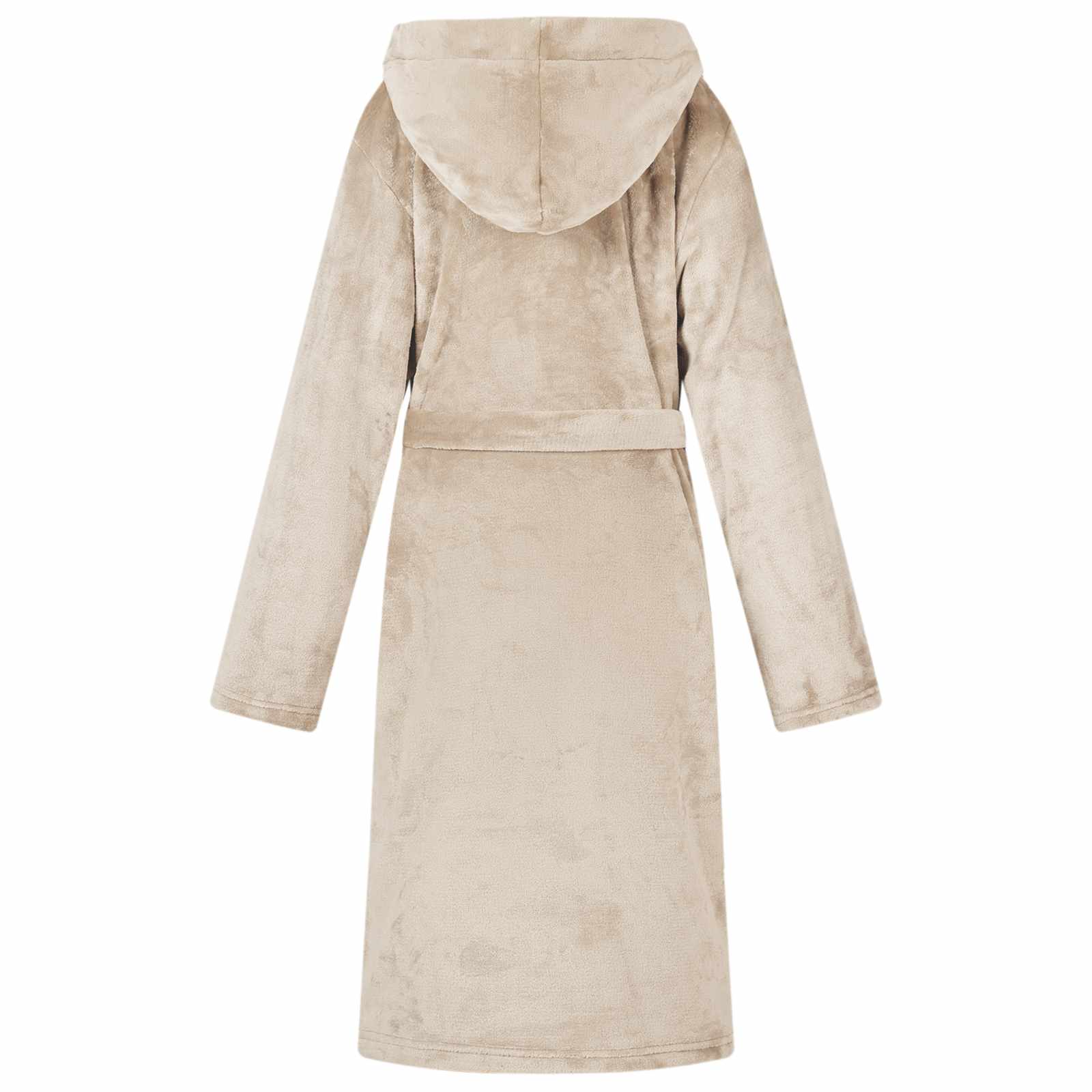 Bademantel Hoodie Beige S Flanell