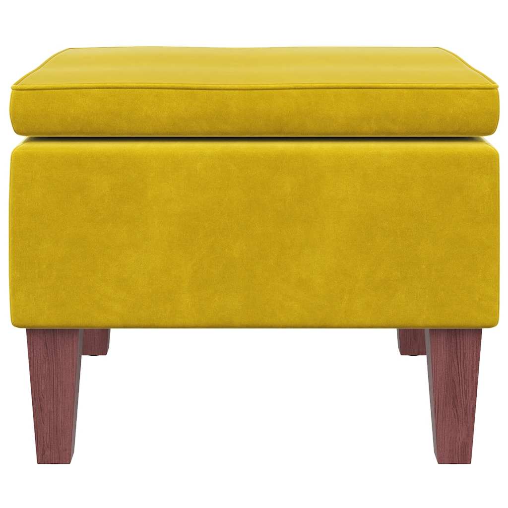 Hocker mit Holzbeinen Dunkelgrau Samt