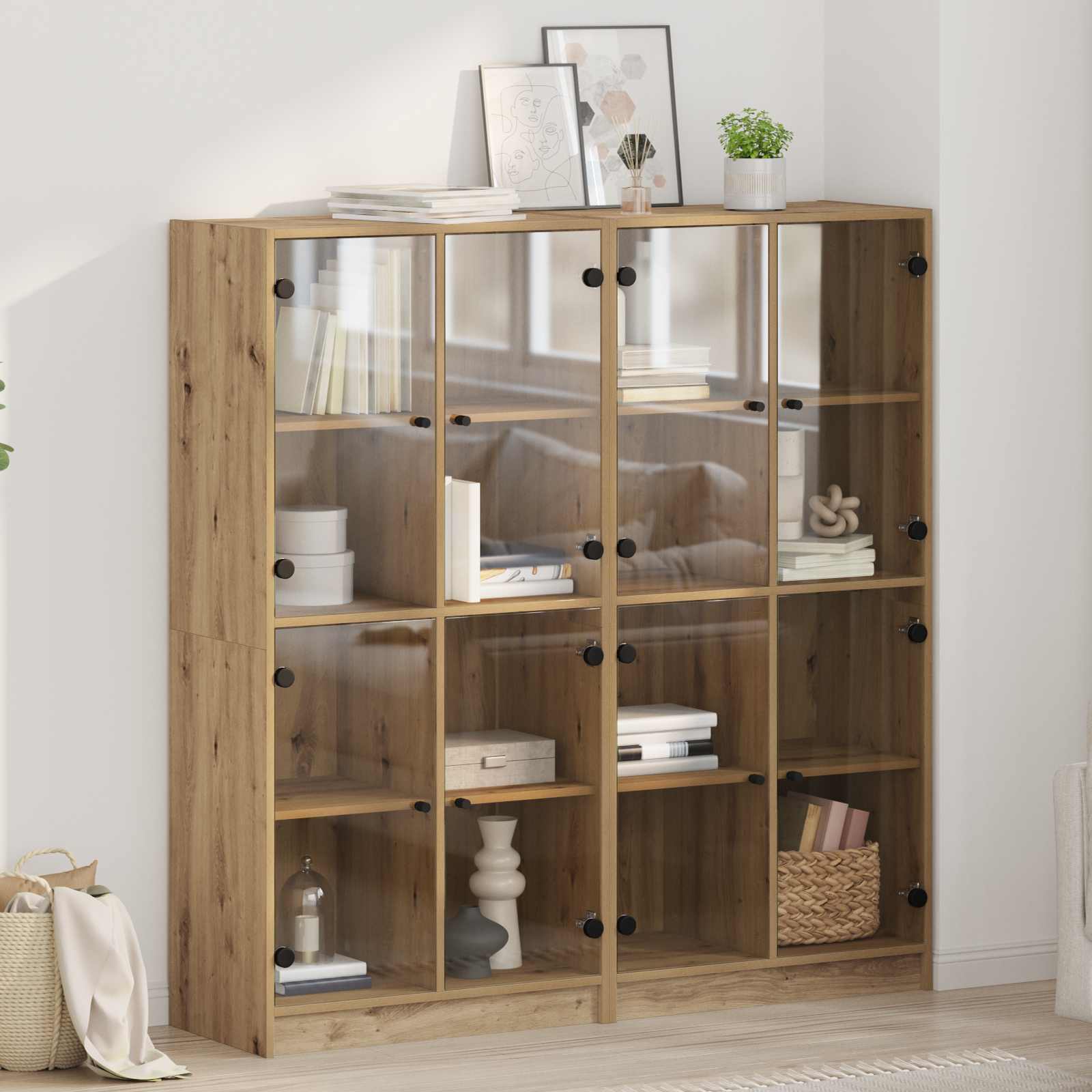 Bücherschrank mit Türen Weiß 136x37x142 cm Holzwerkstoff