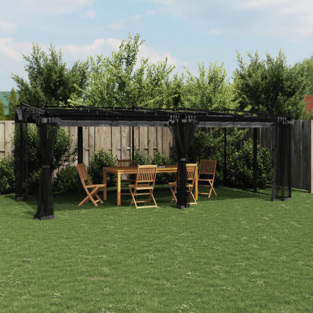 Pavillon mit Netzwände Creme 3x3 m Stahl