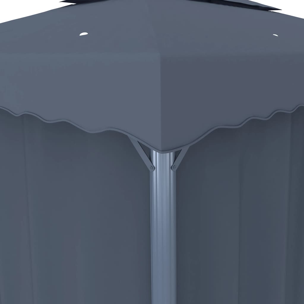 Pavillon mit Vorhängen & LED-Lichterkette 3x3 m Cremeweiß