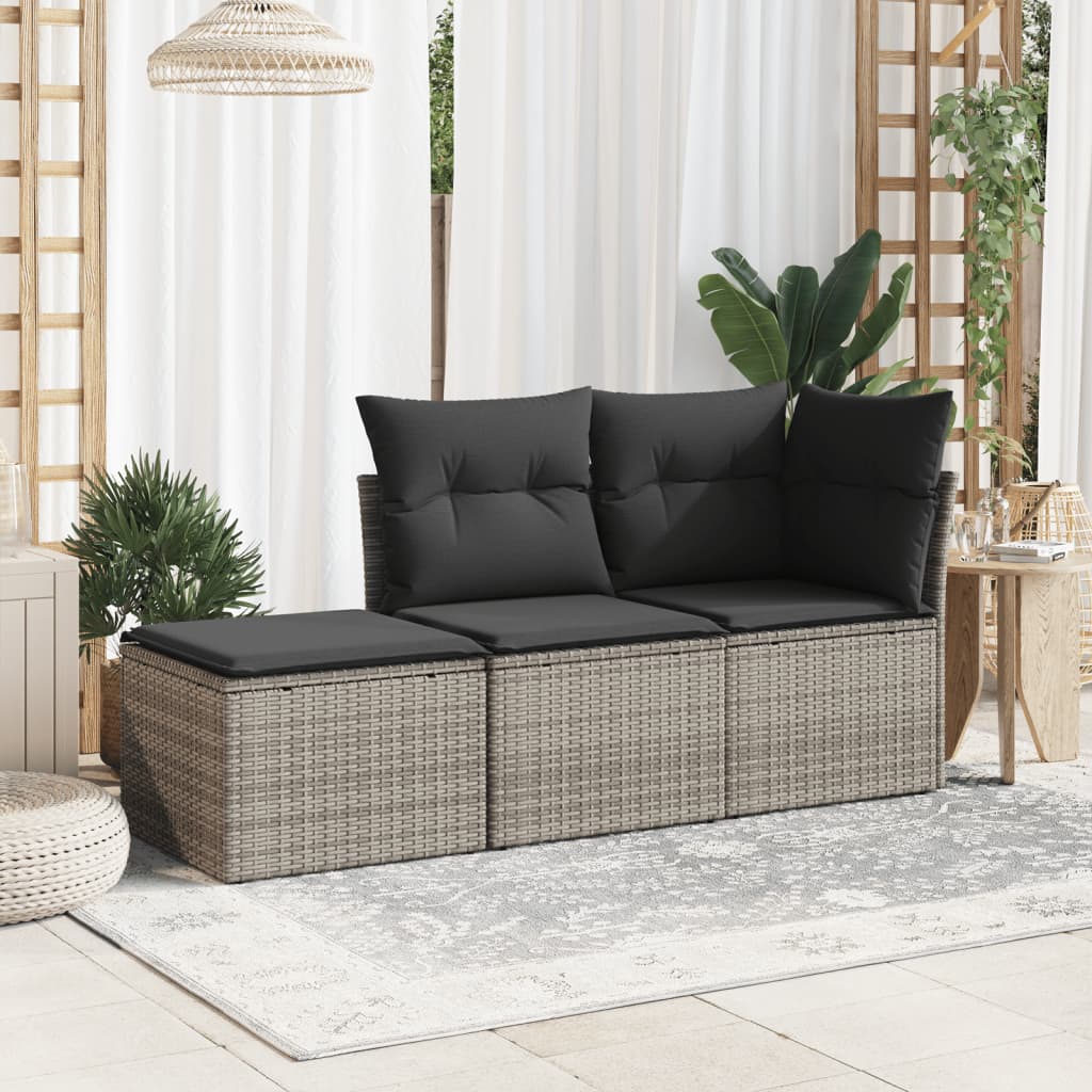 Gartenhocker mit Kissen Schwarz 55x55x37 cm Poly Rattan
