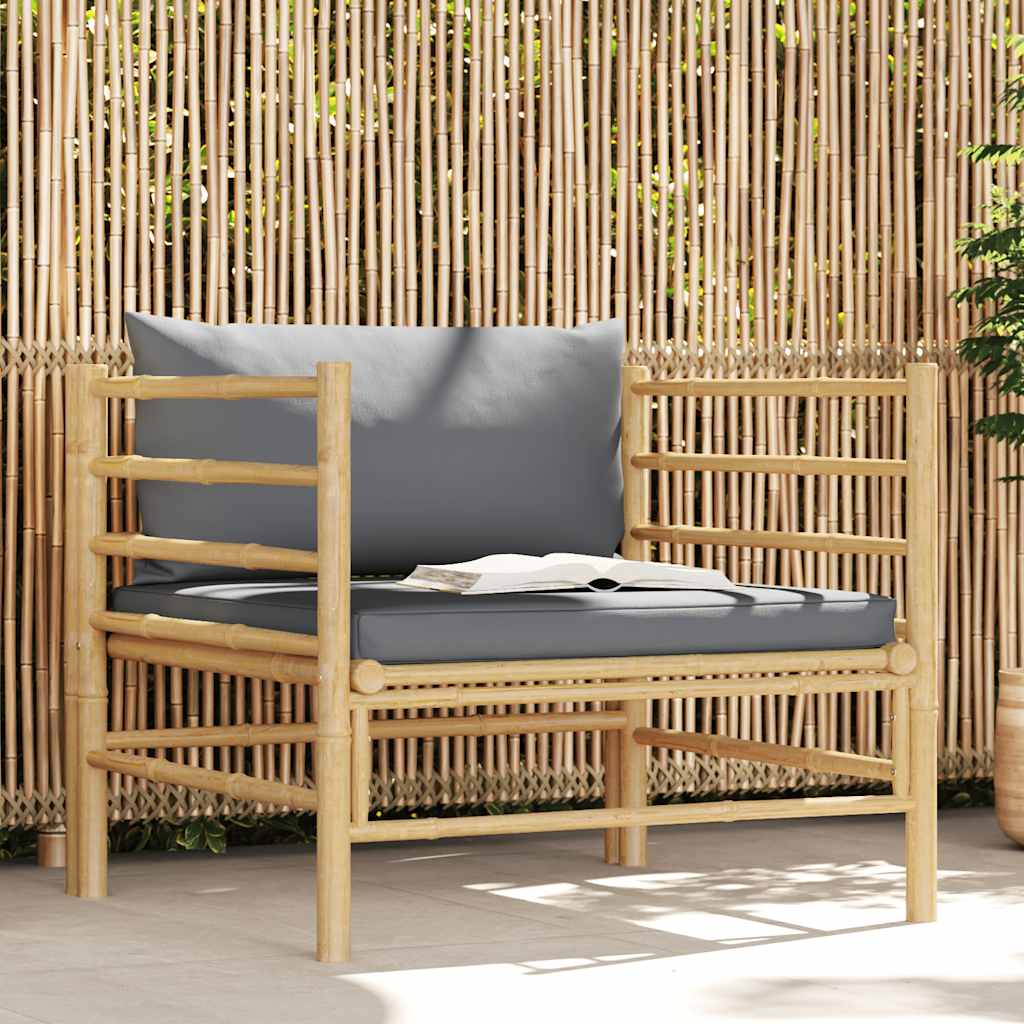 3-tlg. Garten-Lounge-Set mit Kissen Bambus