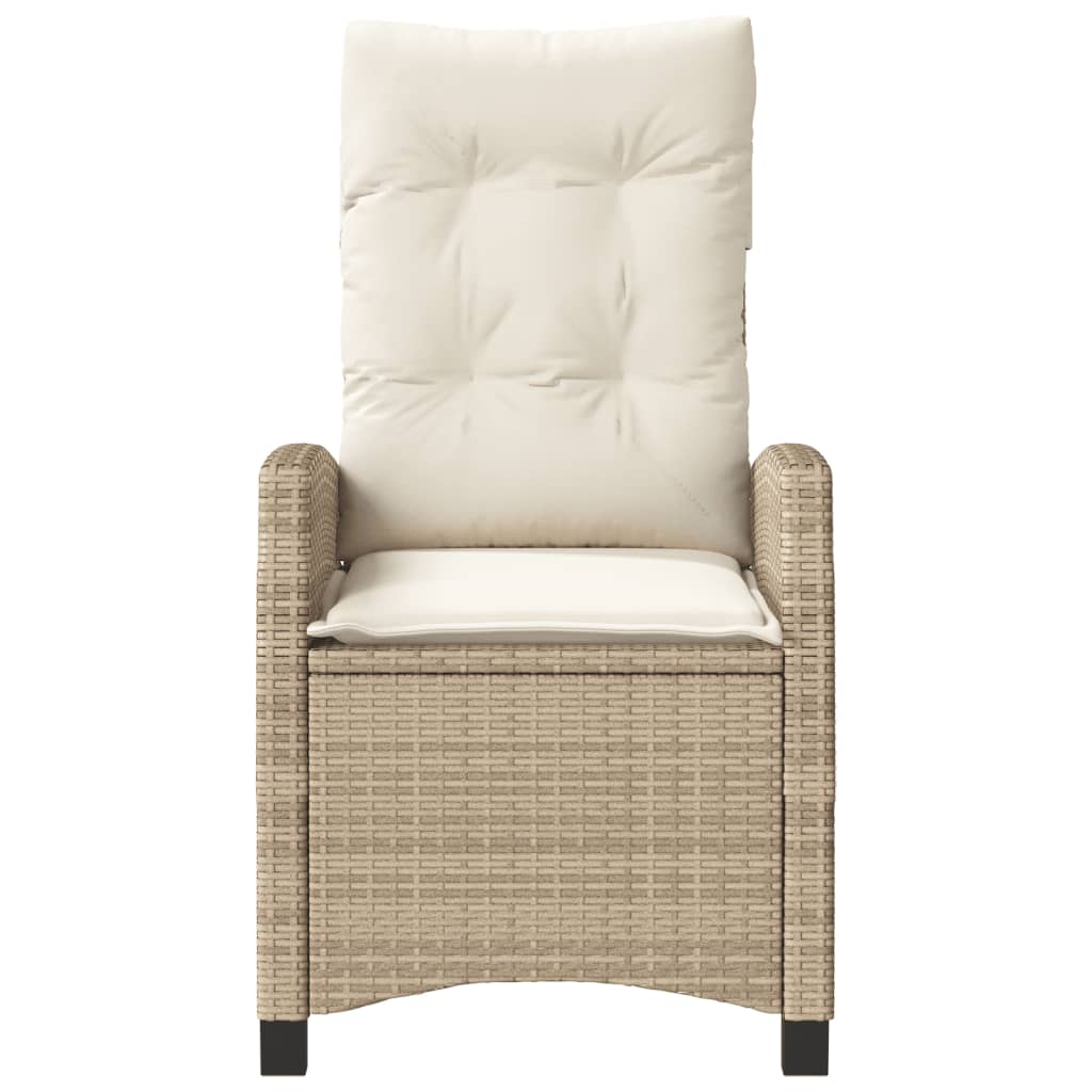 Gartensessel Verstellbar mit Kissen Schwarz Poly Rattan