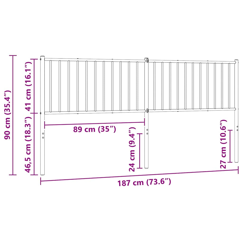 Ersatz-Kopfteil Metall Schwarz 75 cm