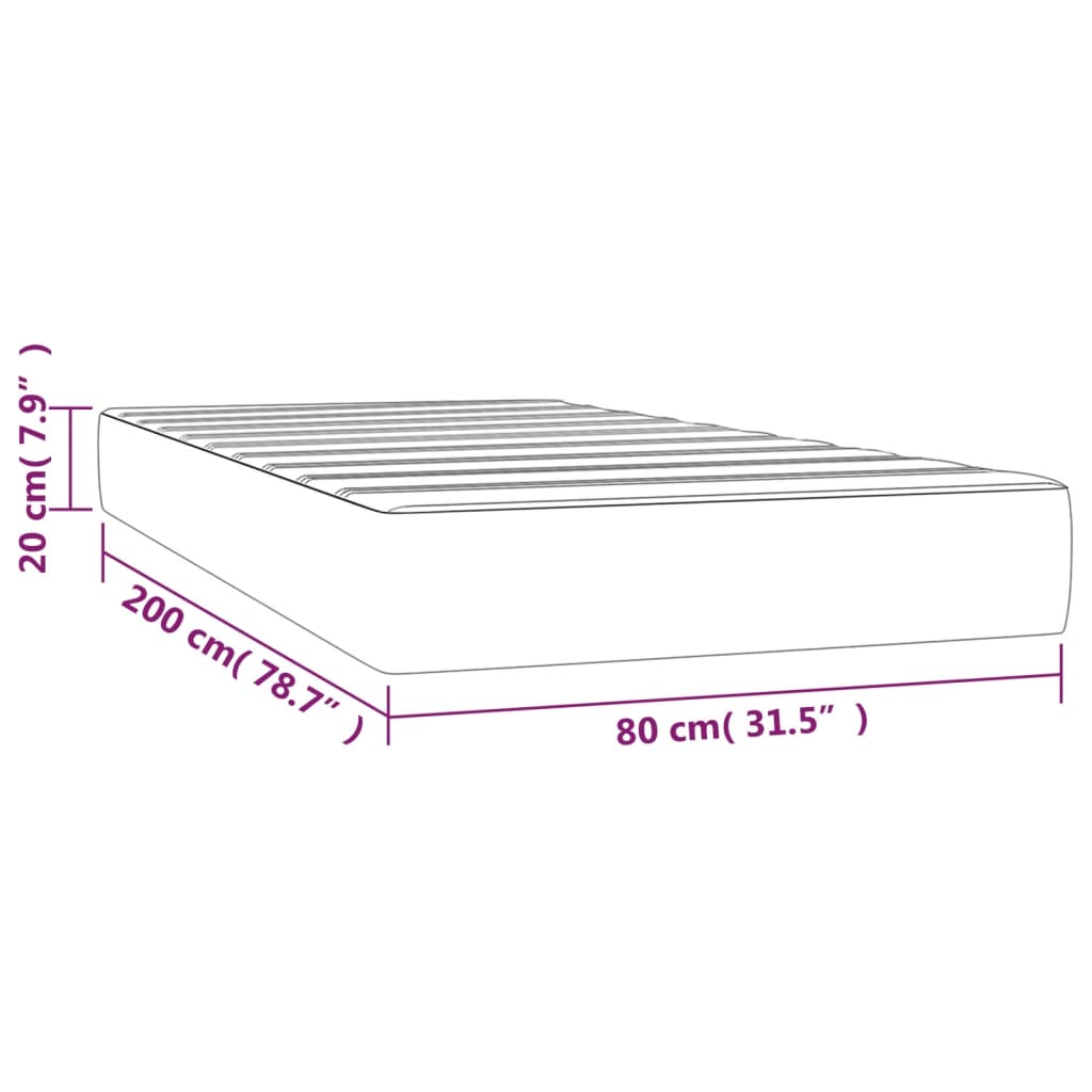 Taschenfederkernmatratze Mittel Hellgrau 80x200x20 cm Stoff