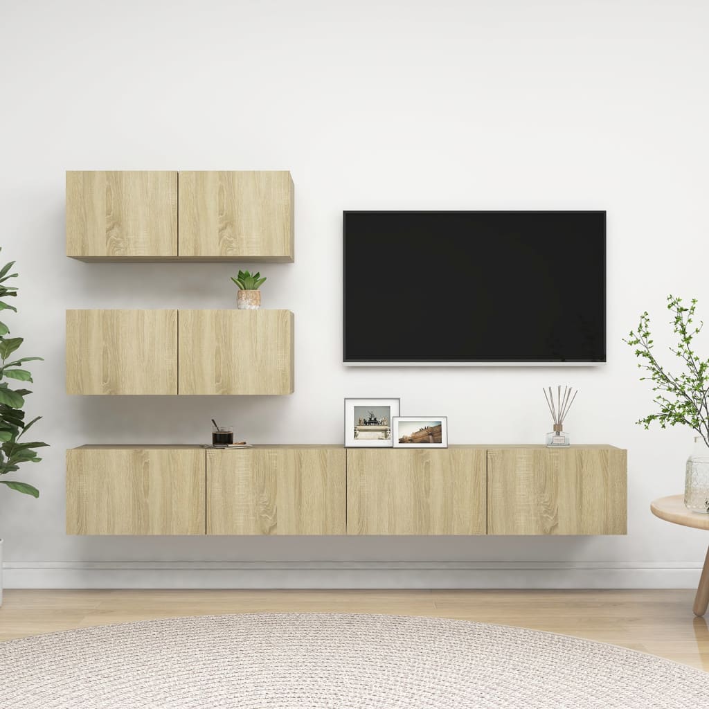 4-tlg. TV-Schrank-Set Weiß Holzwerkstoff