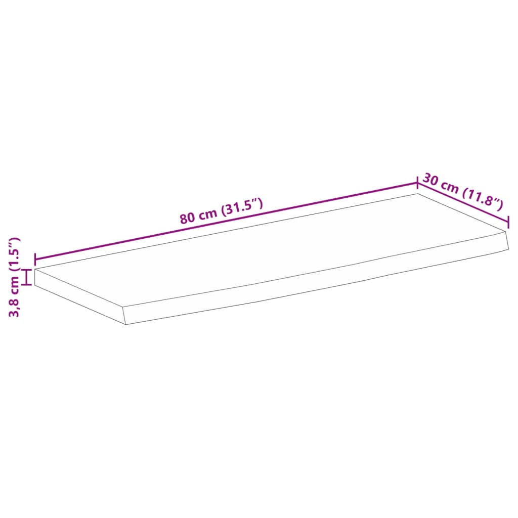 Wandregal 40x20x2,5 cm Rechteckig Massivholz Akazie Baumkante