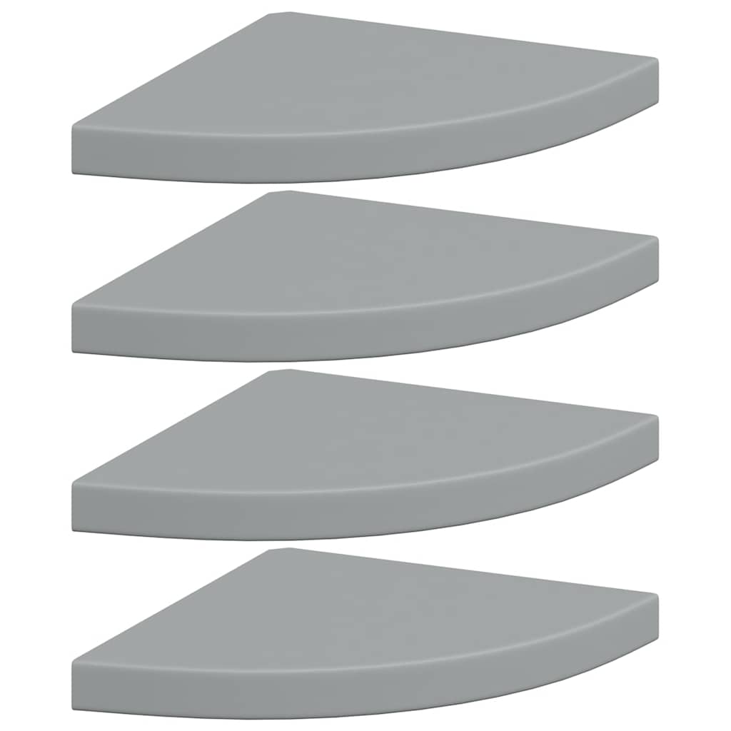 Schwebende Eckregale 2 Stk. Hochglanz-Weiß 25x25x3,8 cm MDF