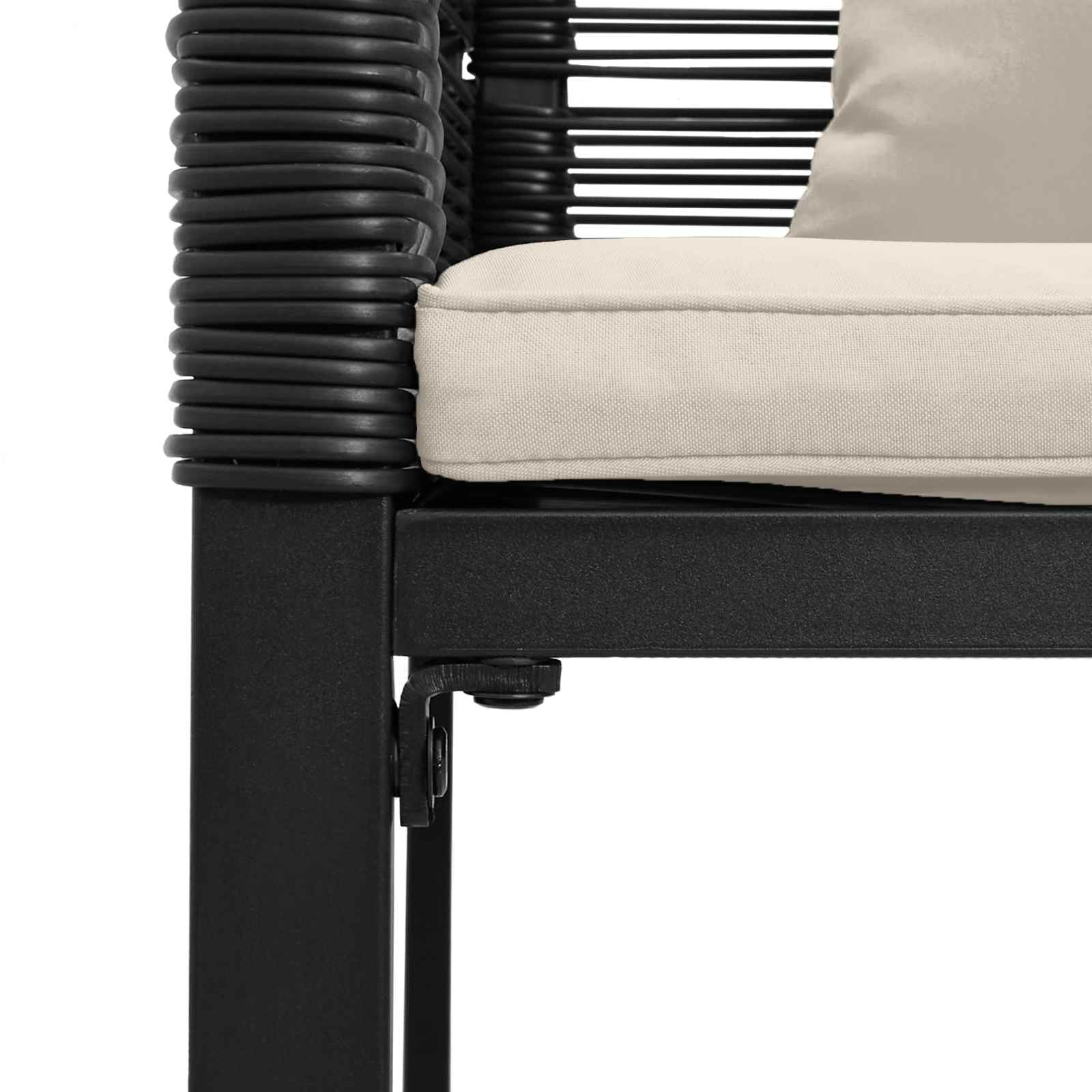 Bank Outdoor mit Kissen Schwarz 117 x 54 x 74,5 cm Poly-Rattan