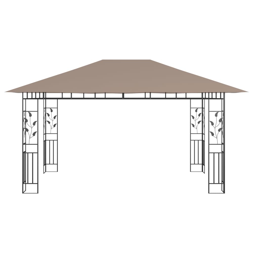 Pavillon mit Moskitonetz & LED-Lichterkette 3x3x2,73m Cremeweiß