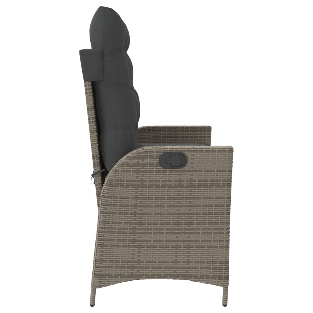 Gartenbank Verstellbar mit Kissen Schwarz Poly Rattan