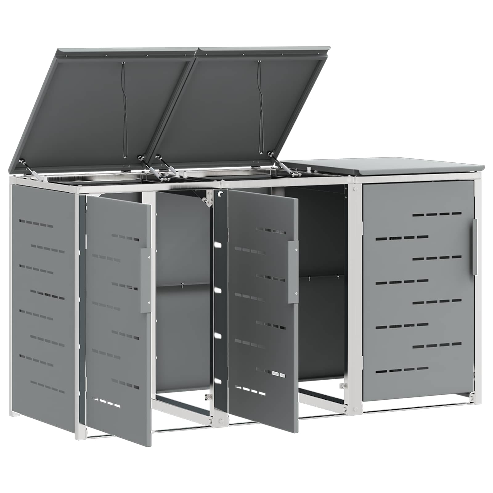 Mülltonnenbox for 2 Bins 240L Edelstahl Schwarz