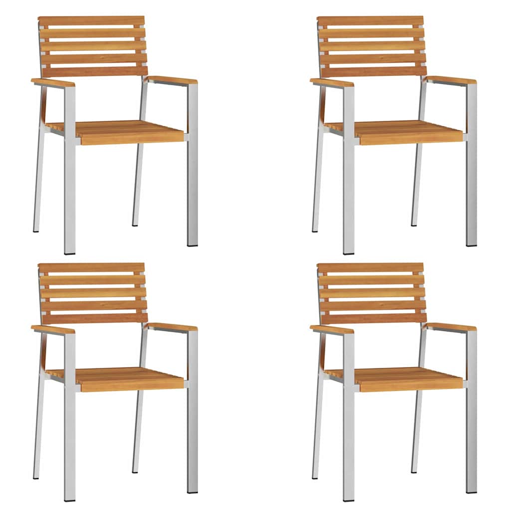 Gartenstuhl 6 pcs Massives Akazienholz und Edelstahl