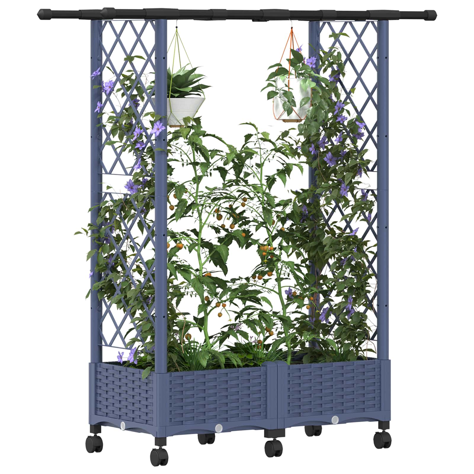 Hochbeet mit Rankgitter und Dach Braun 124 x 40 x 123 cm PP