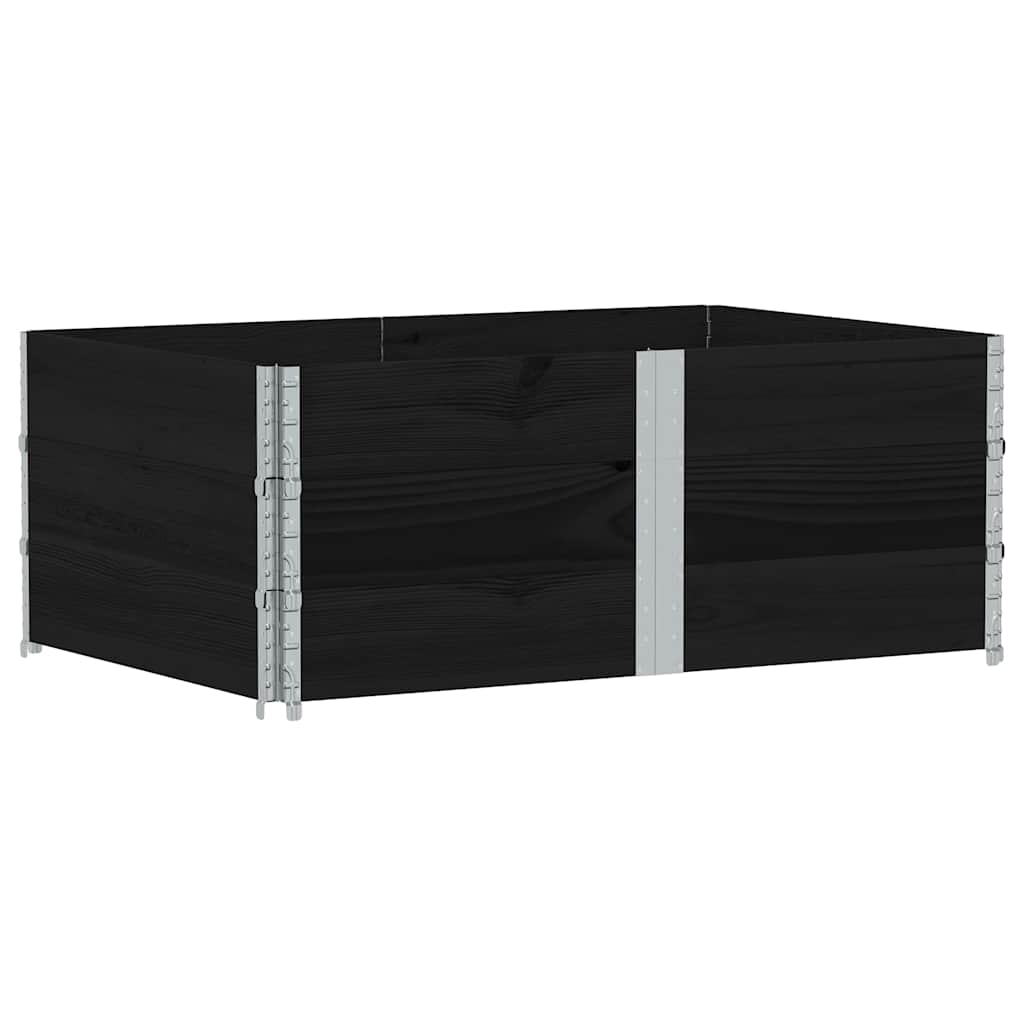 Paletten-Aufsatzrahmen Schwarz 80x60 cm Massivholz Kiefer