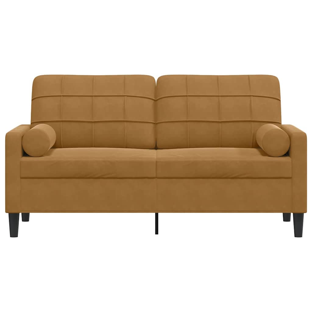 2-Sitzer-Sofa mit Zierkissen Hellgrau 120 cm Samt