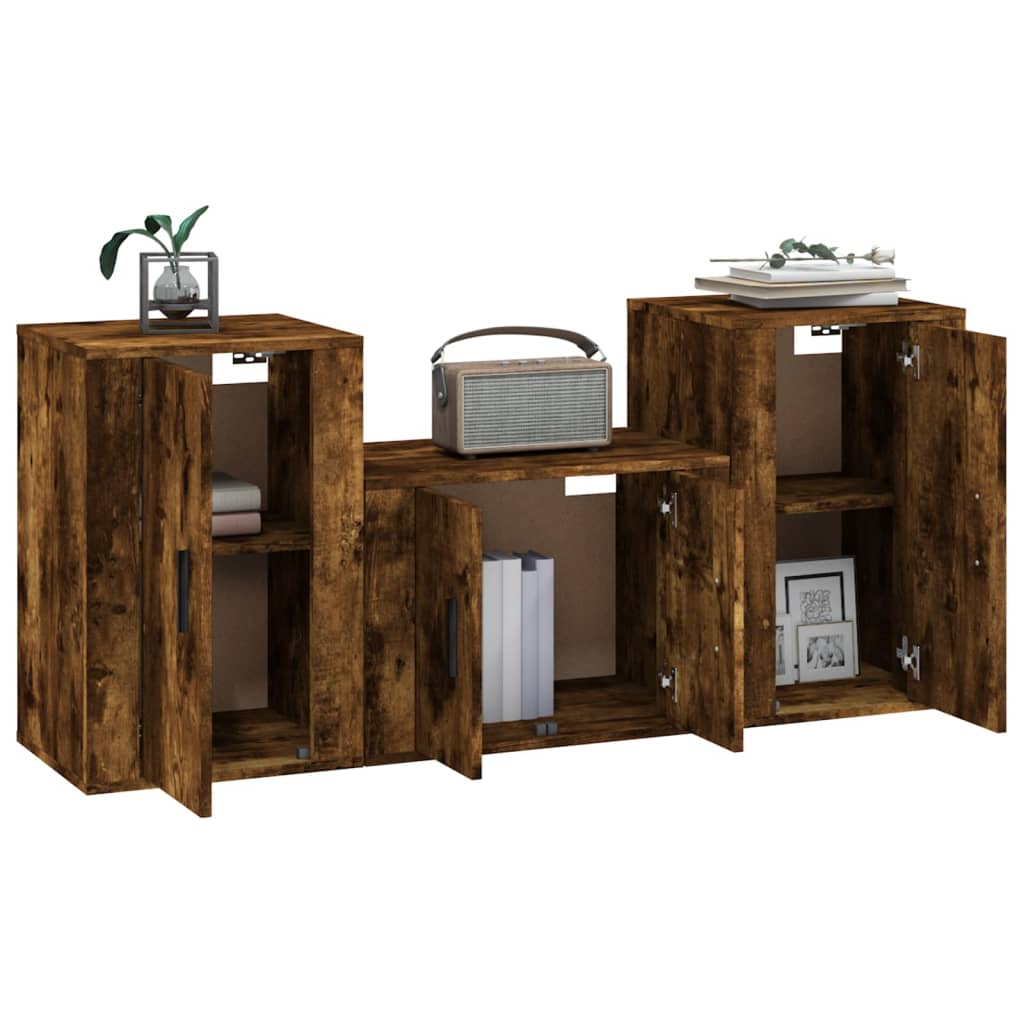3-tlg. TV-Schrank-Set Weiß Holzwerkstoff