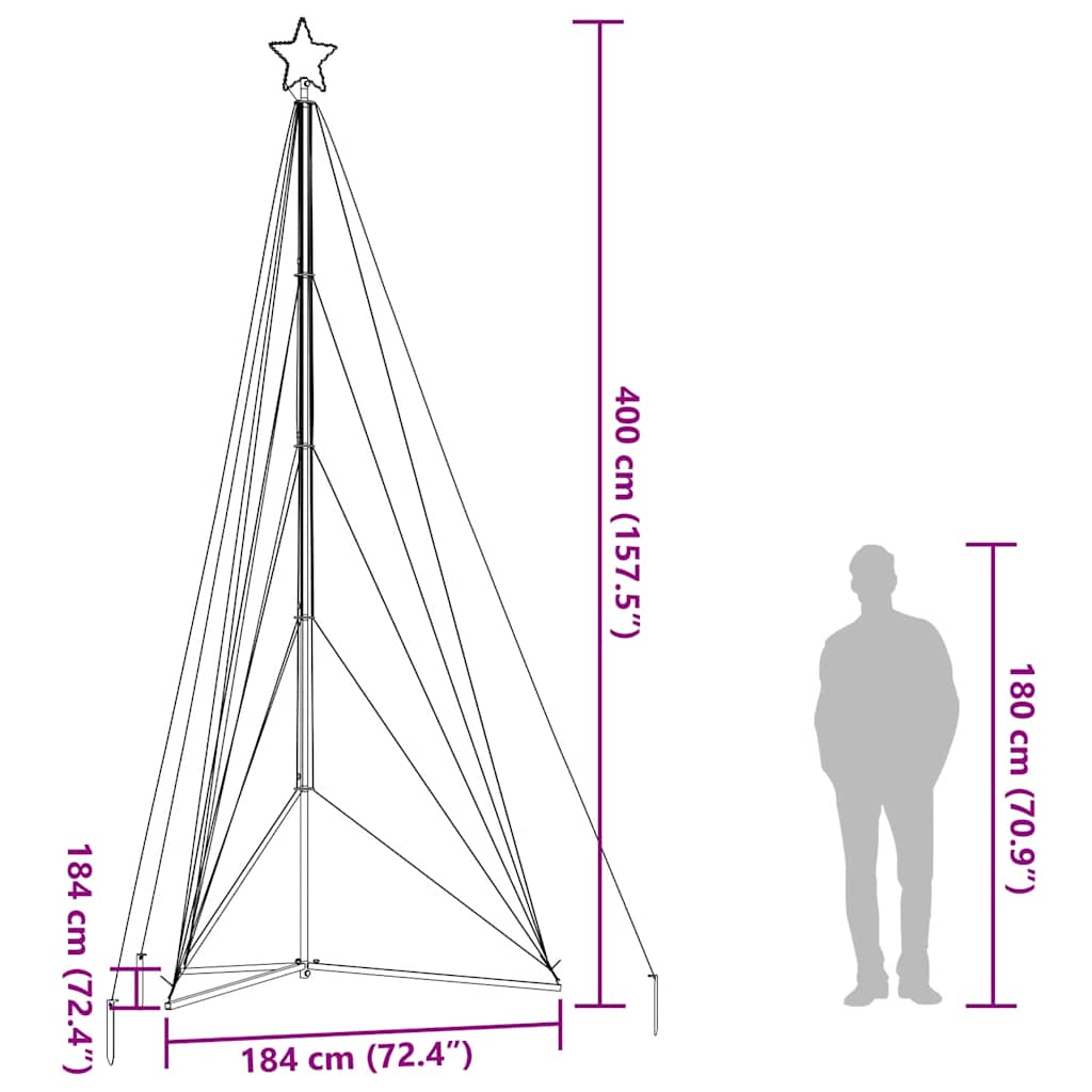 LED Weihnachtsbaum 363 LEDs Warmweiß 182 cm