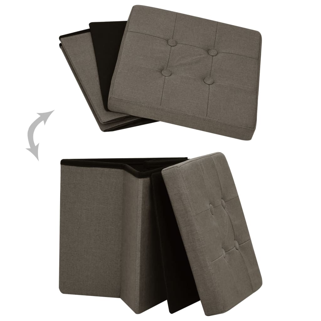 Hocker mit Stauraum Cremeweiß Leinenoptik
