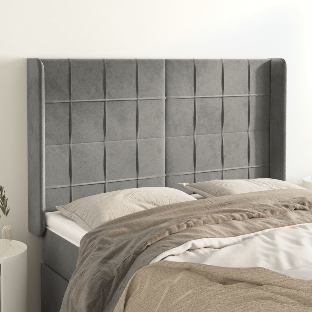 Kopfteil mit Ohren Dunkelblau 93x16x78/88 cm Samt